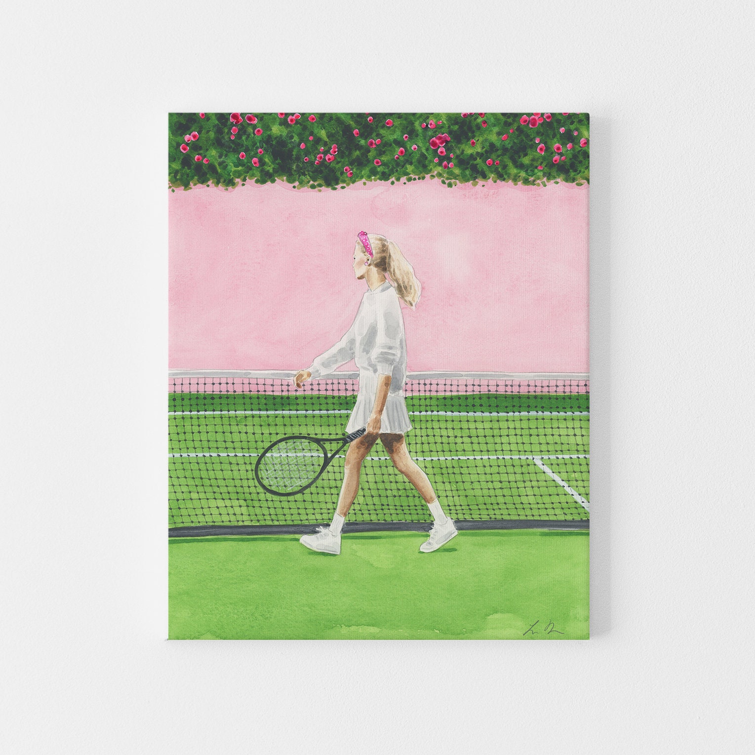 ART PRINT Tennis Girl Pink and Green Preppy Sporty Fashion | Etsy