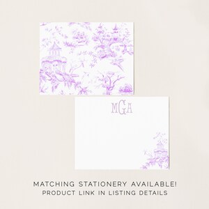 Personalized Notepad Light Violet Chinoiserie Toile Pattern Monogram Your Name Note Pad Chic Office Bridesmaid Custom Gift for Her image 5
