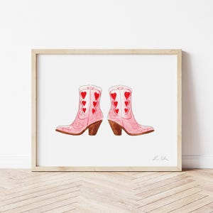 Pink Cowboy Boots Art Print, Cowgirl Decor, Texas Watercolor Painting, Nashville Fashion Illustration, Cowgirl Nursery, Western Aesthetic image 3
