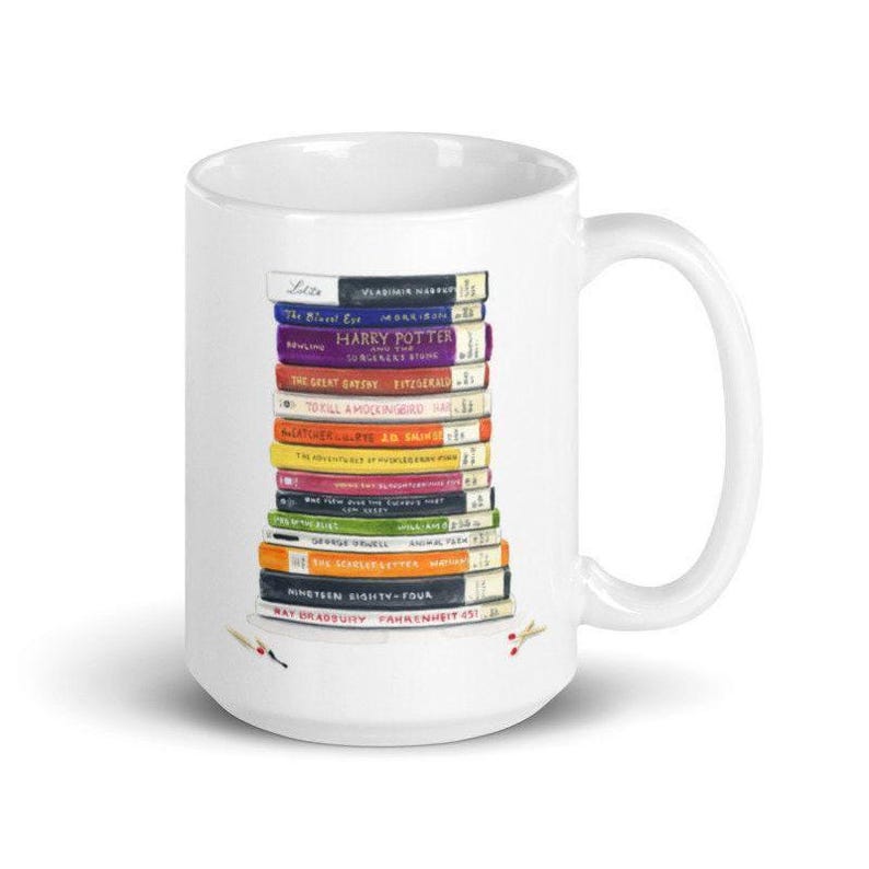 Coffee Mug - Banned Books - Book Mug, Book Lover Gift, Book Gift, Reading Mug, Book Coffee Mug, Book Lover Mug, Librarian Mug, Teacher Gift 15 oz mug