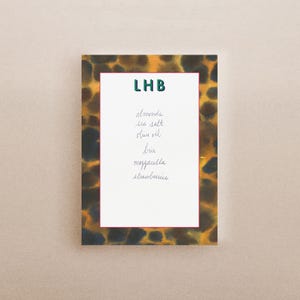 Custom Tortoise Pattern Notepad, Bespoke Block Letter Monogram Stationery, Personalized Name Note Pad, Vintage Southern Preppy Gift for Her