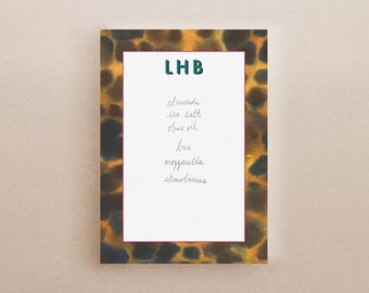 Custom Tortoise Pattern Notepad, Bespoke Block Letter Monogram Stationery, Personalized Name Note Pad, Vintage Southern Preppy Gift for Her