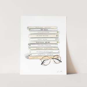 Personalized Art Print Your Favorite Books No. 5 - Customizable Paperback Book Stack - Library Book Lover Gift - Avid Reader - Literature