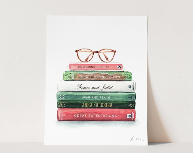 Custom Book Art, Favorite Books Collection No. 1, Customizable Library Art, Personalized Keepsake, Book Lover Gift, Preppy Academia Style
