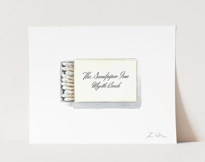 Personalized Matches Art Print, The Perfect Match Art, Custom Matchbook Watercolor Painting, Wedding Matchbook Art, Unique Wedding Gift