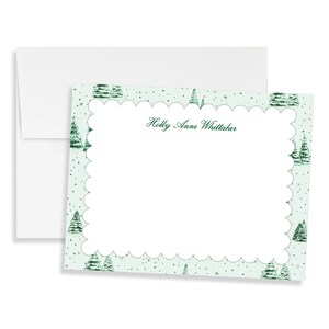 Ensemble de cartes pour correspondance en toile de pin vert, cartes vierges personnalisées en toile d'hiver, papeterie vintage sapin de Noël preppy, cadeau d'hôtesse personnalisé image 7