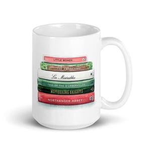Custom Books Coffee Mug, Bibliophile Tea Coffee Cup, Personalized Reader Mug, Teacher Retirement Gift, Literary College Graduation Gift 15 oz mug