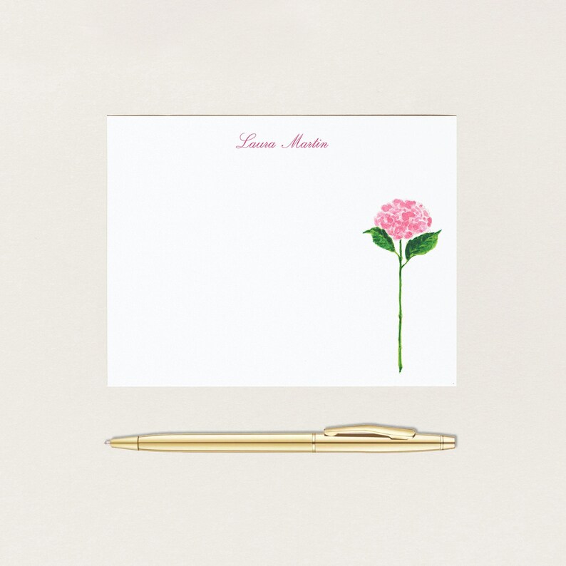 Pink Hydrangea Stationery, Grandmillennial Notecard Set, Preppy Stationery, Custom Bridesmaid Gift, Monogrammed Southern Hostess Gift bild 8