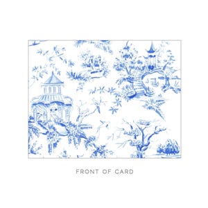 Light Blue Chinoiserie Toile Monogram Stationery, Personalized Notecard Set, Southern Stationery Suite, Custom Preppy Monogrammed Gift image 3