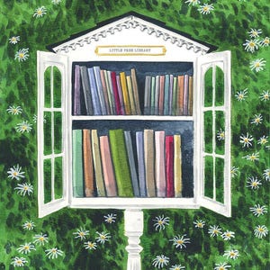 Little Free Library Art Print, Book Lover Gift, Librarian Gift, Bookworm Gift, Little Library Art, Whimsical Book Art Print, Book Wall Art zdjęcie 6