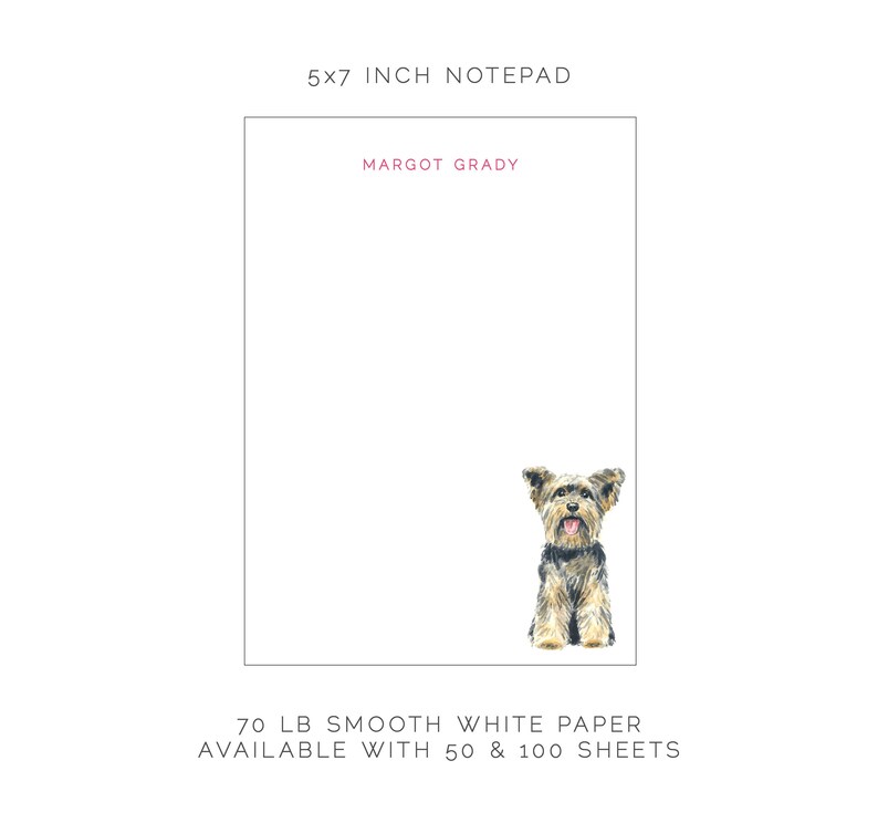Custom Dog Stationery Notepad, Yorkie Note Pad, Yorkshire Terrier Dog Gift, Dog Scratch Pad, Yorkie Dog Mom Gift, Personalized Gift for Her Bild 2