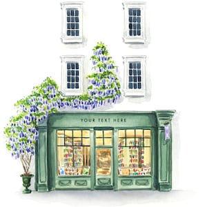 Custom Bookstore Art Print, Wisteria Bookshop Watercolor, Personalized Name Nursery Art, Whimsical Book Theme Home Decor, Cute Bookish Gift image 5