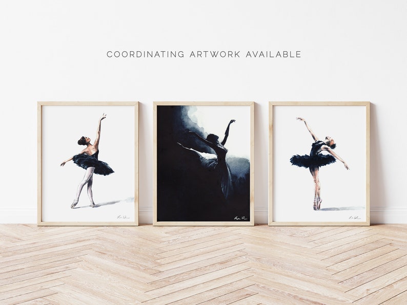 Art Print Black Swan Ballerina Art, Swan Lake Art, Watercolor Painting, Ballet Art, Ballerina Gift, Dance Art, Ballet Decor, Dancer Gift image 5