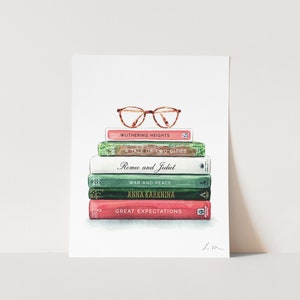 Custom Book Art, Favorite Books Collection No. 1, Customizable Library Art, Personalized Keepsake, Book Lover Gift, Preppy Academia Style image 1