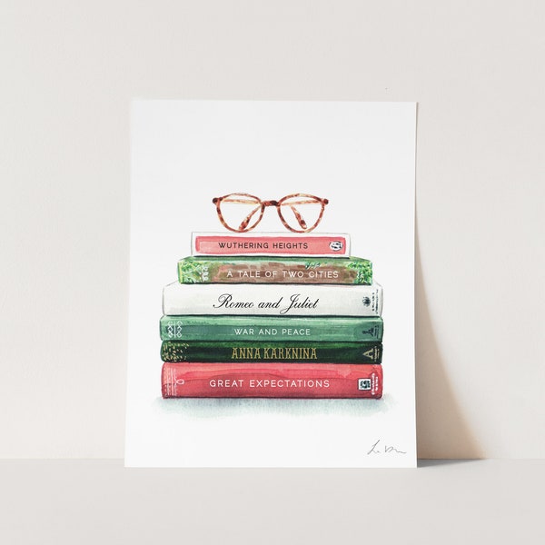Custom Book Art, Favorite Books Collection No. 1, Customizable Library Art, Personalized Keepsake, Book Lover Gift, Preppy Academia Style