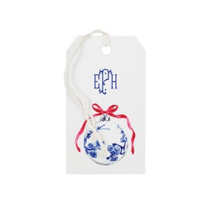 Monogram Chinoiserie Ornament Gift Tags, Monogrammed Gift Tags, Southern Holiday, Preppy Christmas Gift Tags, Grandmillennial Gift Tags