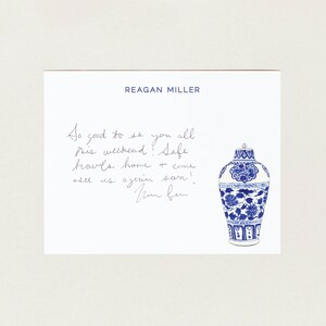Personalized Stationery - Ginger Jar No. 1 Monogram - Stationery Suite - Custom Gift for Her - Blue and White Stationery Set