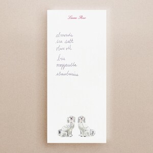 Personalized Notepad Staffordshire Dogs in White - Your Name - Chinoiserie Note Pad - Office - Preppy Style - Custom Gift for Her
