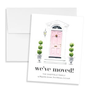 Personalized New Address Cards, Cute Pink Front Door Moving Announcement Stationery, Southern Preppy Style, We've Moved Cards and Envelopes image 7
