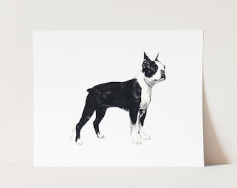 Art Print Boston Terrier Dog - Boston Terrier Art, Dog Watercolor, Dog Nursery Art, Dog Lover Gift, Dog Parent Gift, Dog Wall Decor