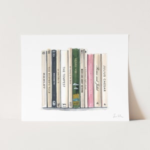 Favorite Books Art Print, Custom Bookshelf No. 8, Book Club Gift Exchange, Customizable Library Art, Personalized College Graduation Gift