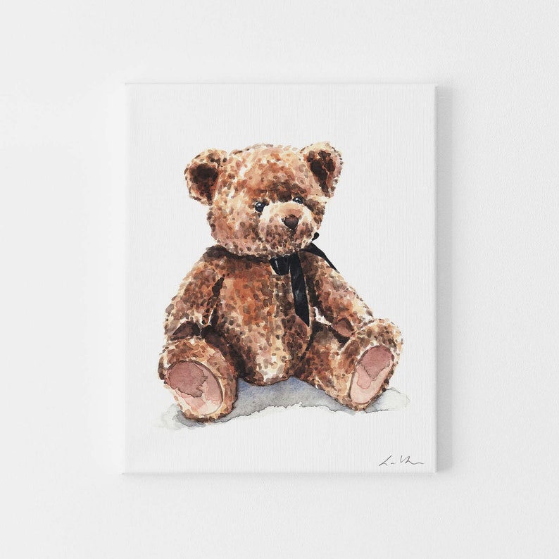 ART PRINT Teddy Bear No. 3 Painting Brown Bear Nursery Decor | Etsy