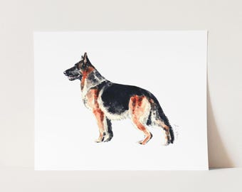 German Shepherd Dog Art Print, Dog Watercolor, German Shepherd Painting, Dog Owner Gift, German Shepherd Gift, Dog Breed Art, Dog Wall Decor