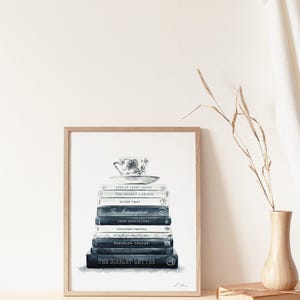 Lámina artística personalizada con diseño de libro n.° 4, arte personalizado para biblioteca con pilas de libros, regalo literario, decoración de pared con diseño de libro, regalo de agradecimiento para profesores, regalo de graduación. imagen 5