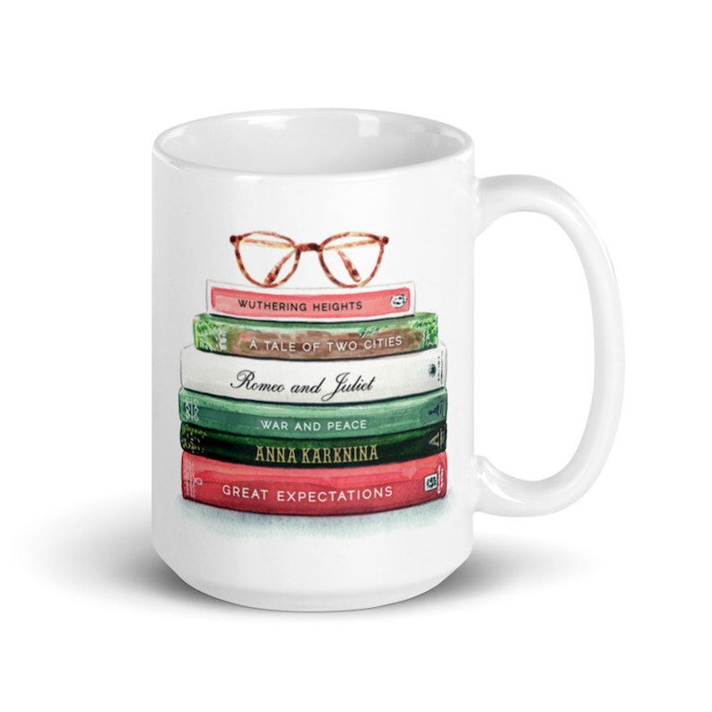 Custom Books Coffee Mug, Favorite Books Mug, Book Lover Gift, Reader Gift, Librarian Retirement Gift, Literary Gift, Book Club Exchange Gift 15 oz mug