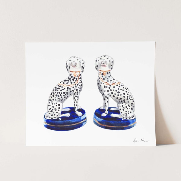 Art Print Staffordshire Dog Pair Dalmatian Dogs Figurine Wall Home Decor