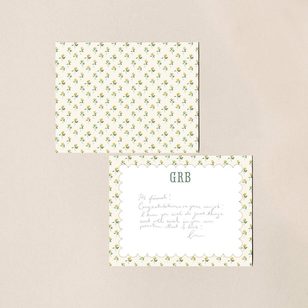 Yellow Rose Texas Stationery, Grandmillennial Preppy Notecard Set ...