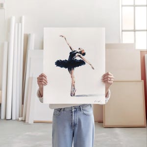Art Print Black Swan - Ballerina Art, Swan Lake Art, Watercolor ...