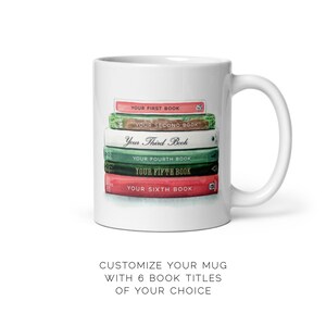Custom Books Coffee Mug, Bibliophile Tea Coffee Cup, Personalized Reader Mug, Teacher Retirement Gift, Literary College Graduation Gift immagine 6