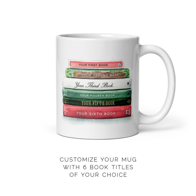 Custom Books Coffee Mug, Bibliophile Tea Coffee Cup, Personalized Reader Mug, Teacher Retirement Gift, Literary College Graduation Gift immagine 6