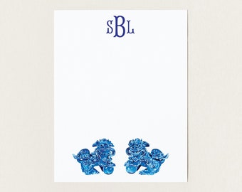 Foo Dog Monogrammed Stationery, Monogram Stationery Set, Custom Notecards, Preppy Stationery, Chinoiserie Stationery, Southern Notecard Set