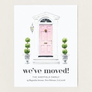 Personalized New Address Cards, Cute Pink Front Door Moving Announcement Stationery, Southern Preppy Style, We've Moved Cards and Envelopes image 9