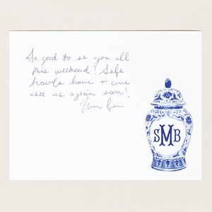 Monogrammed Ginger Jar Custom Stationery, Personalized Blue and White Chinoiserie Notecards Set, Southern Preppy, Custom Bridesmaid Gift