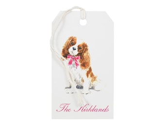 Custom Gift Tags Cavalier King Charles Spaniel - Name Short Message Personalized Festive Stylish Gift Wrap Preppy Cute Chic Dog Lover Gift