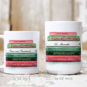 Custom Books Coffee Mug, Bibliophile Tea Coffee Cup, Personalized Reader Mug, Teacher Retirement Gift, Literary College Graduation Gift immagine 2