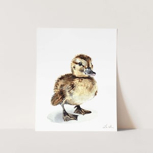 Mallard Duck No. 3 Art Print, Duckling Watercolor, Baby Duck Painting, Gender Neutral Nursery Wall Decor, Baby Animal Art, Baby Shower Gift