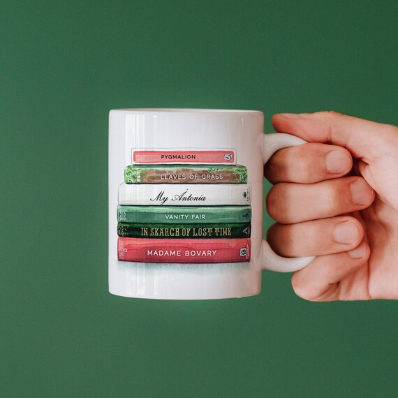 Custom Books Coffee Mug, Bibliophile Tea Coffee Cup, Personalized Reader Mug, Teacher Retirement Gift, Literary College Graduation Gift