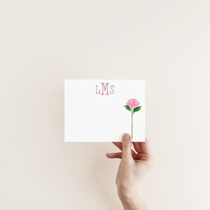Pink Hydrangea Stationery, Grandmillennial Notecard Set, Preppy Stationery, Custom Bridesmaid Gift, Monogrammed Southern Hostess Gift bild 2