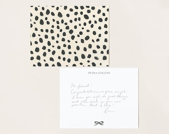 Chic Animal Print Bespoke Stationery, Preppy Notecards, Neutral Dalmatian Pattern, Custom Bridesmaid Gift, Personalized Thank You Cards