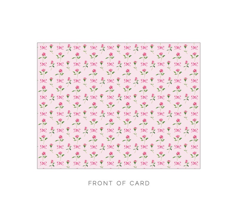 Pink Roses and Bows Stationery, Personalized Coquette Notecard Set, Custom Feminine Floral Scalloped Note Cards, Bridesmaid Proposal Gift image 3