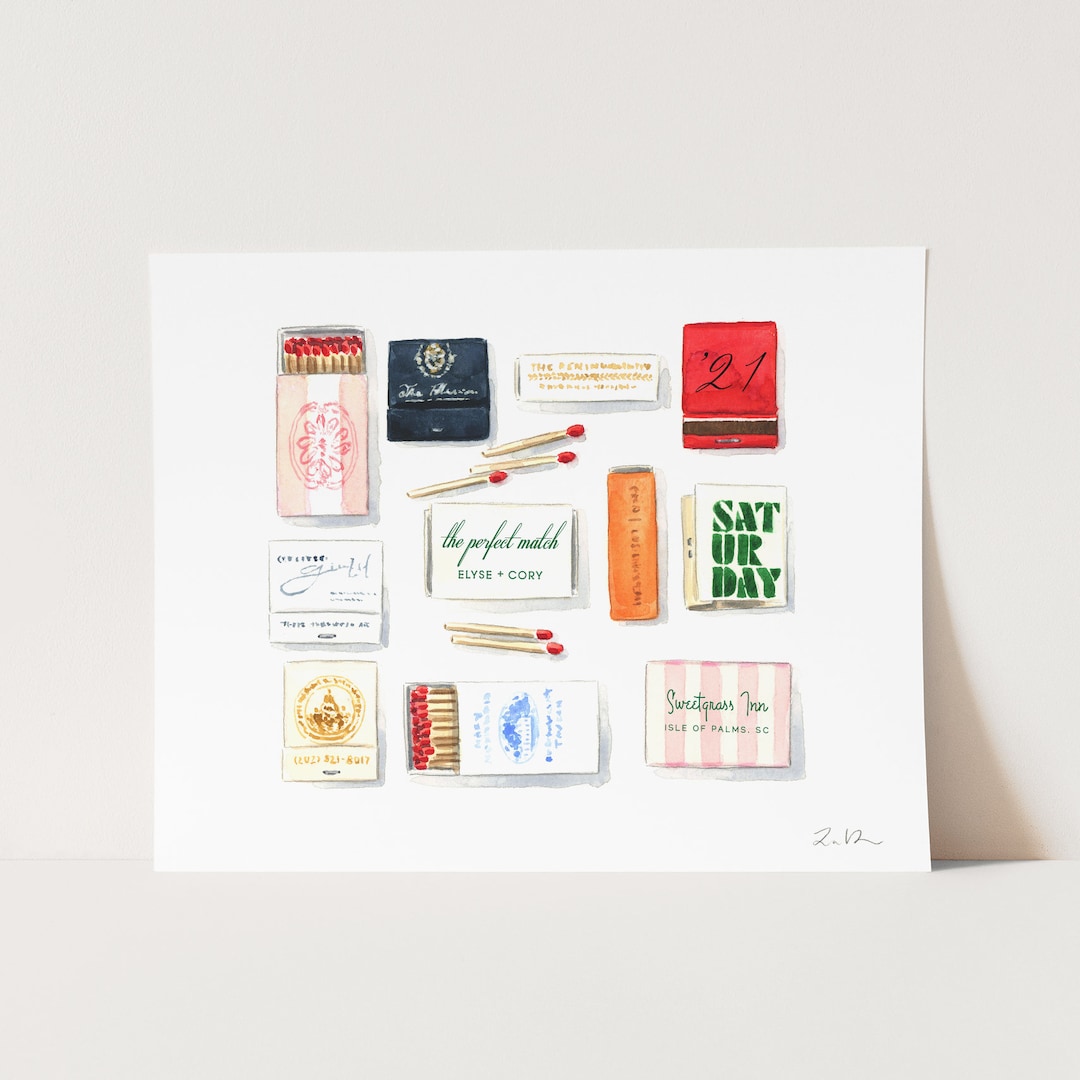 Custom Wedding Matchbooks Art Print, Personalized Wedding Gift, Wedding