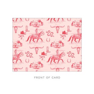 Vintage Pink Cowgirl Toile Stationery, Monogram Gift, Western Custom Notecards, Bespoke Stationery, Southern Preppy, Texas Bridesmaid Gift Bild 3