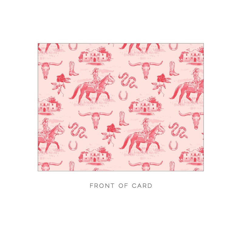 Vintage Pink Cowgirl Toile Stationery, Monogram Gift, Western Custom Notecards, Bespoke Stationery, Southern Preppy, Texas Bridesmaid Gift Bild 3