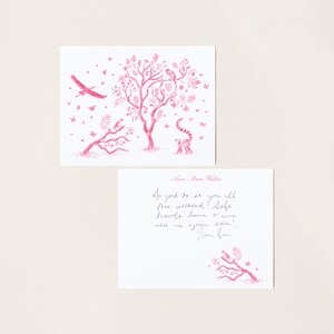 Personalized Chinoiserie Stationery, Menagerie Light Pink, Monogram Note Cards, Custom Grandmillennial Gift, Blank Thank You, Mothers Day