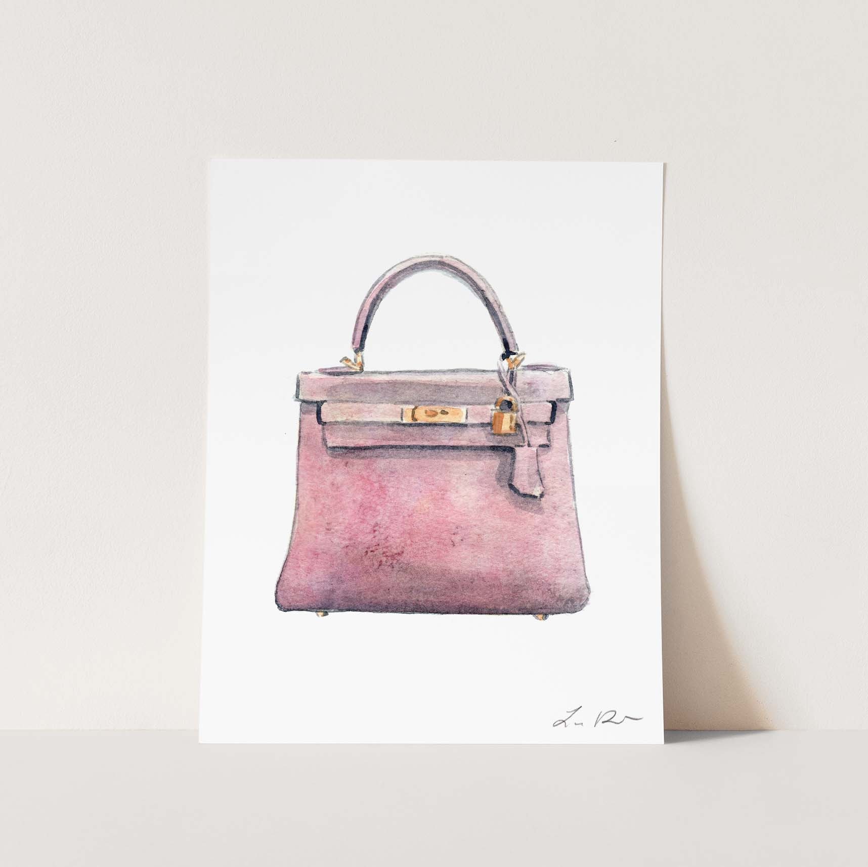 ART PRINT Kelly Bag Handbag Watercolor Fashion Illustration Etsy