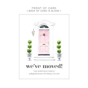 Personalized New Address Cards, Cute Pink Front Door Moving Announcement Stationery, Southern Preppy Style, We've Moved Cards and Envelopes image 3
